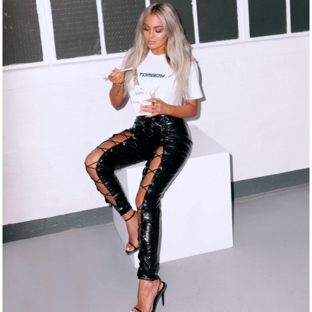 fanny lyckman x missguided black lace up leggings